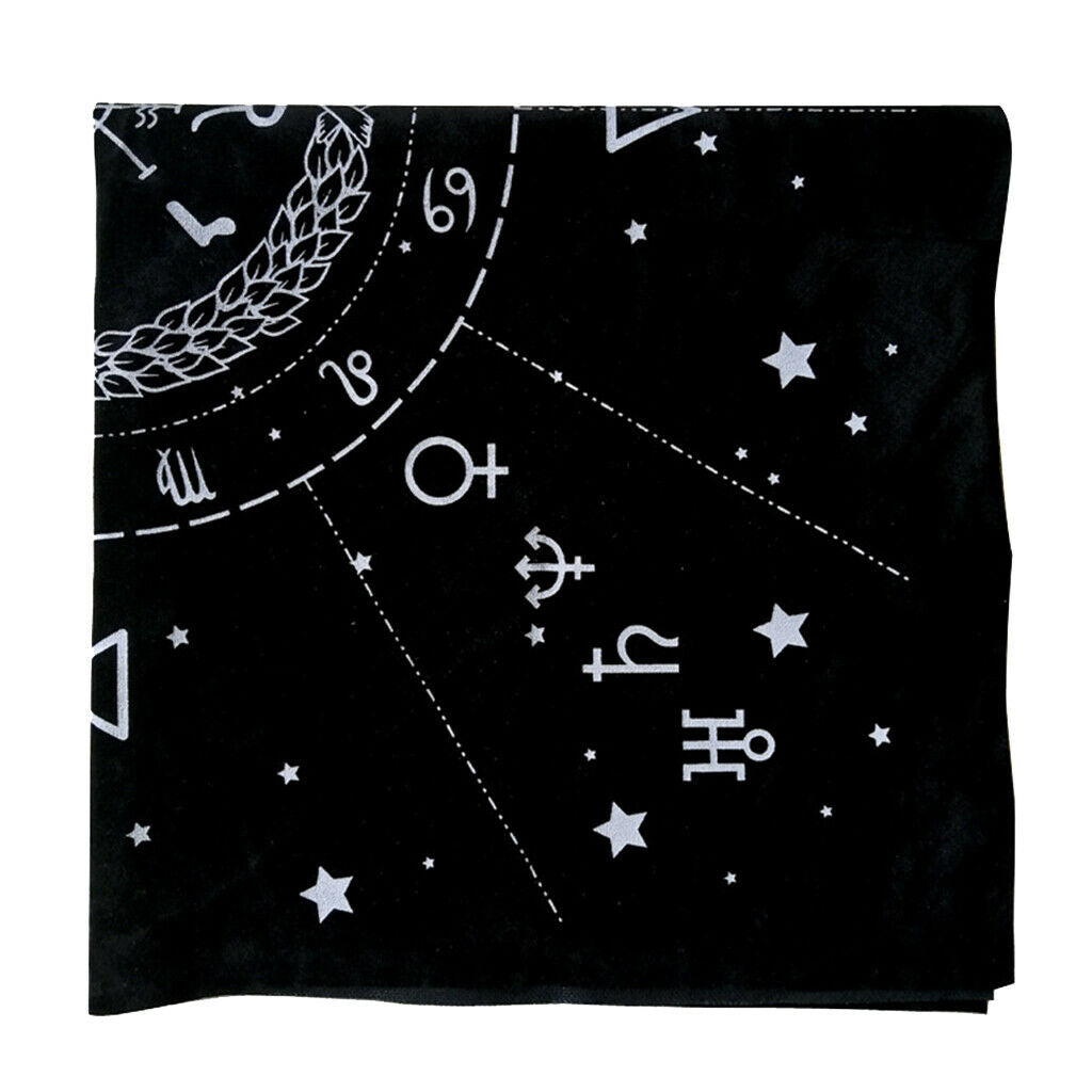 1pc Constellation Tarot Table Card Cloth Velvet Tapestry 19.29in Black