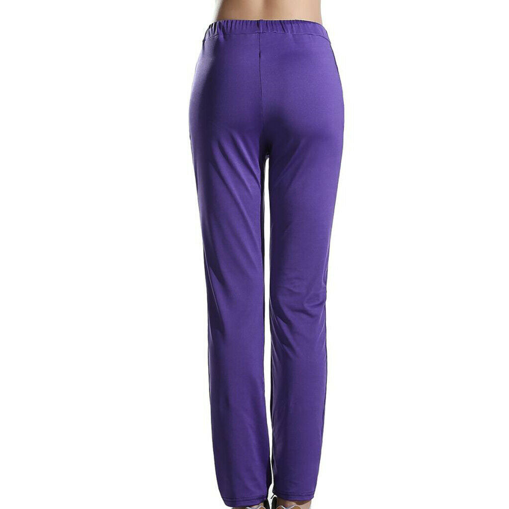 Womens Sweatpants Yoga Pants with Pockets Sport Workout Bottoms L Purple