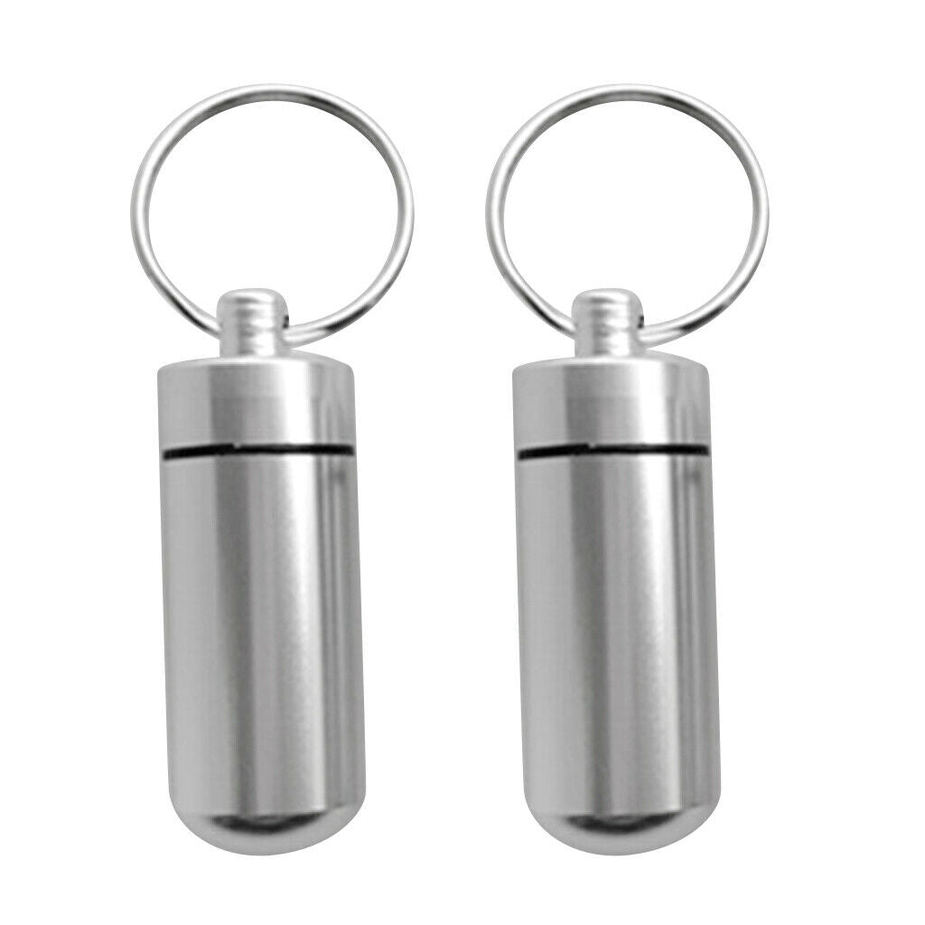 4pcs Aluminium Alloy Pill Waterproof Key Ring Container Multi-purpose 48x17mm