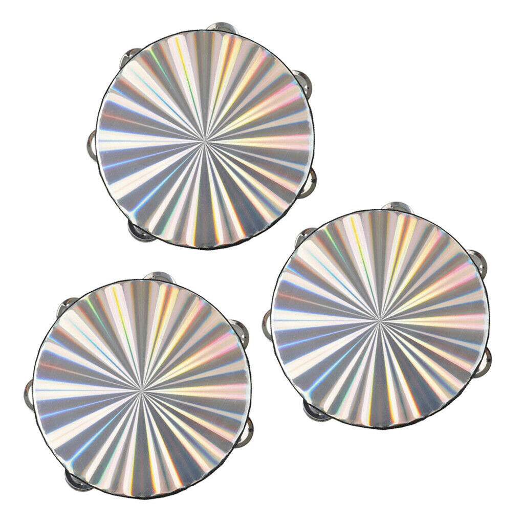 3pcs Compact Music Tambourine 8" Hand Drum Educational Performance Props