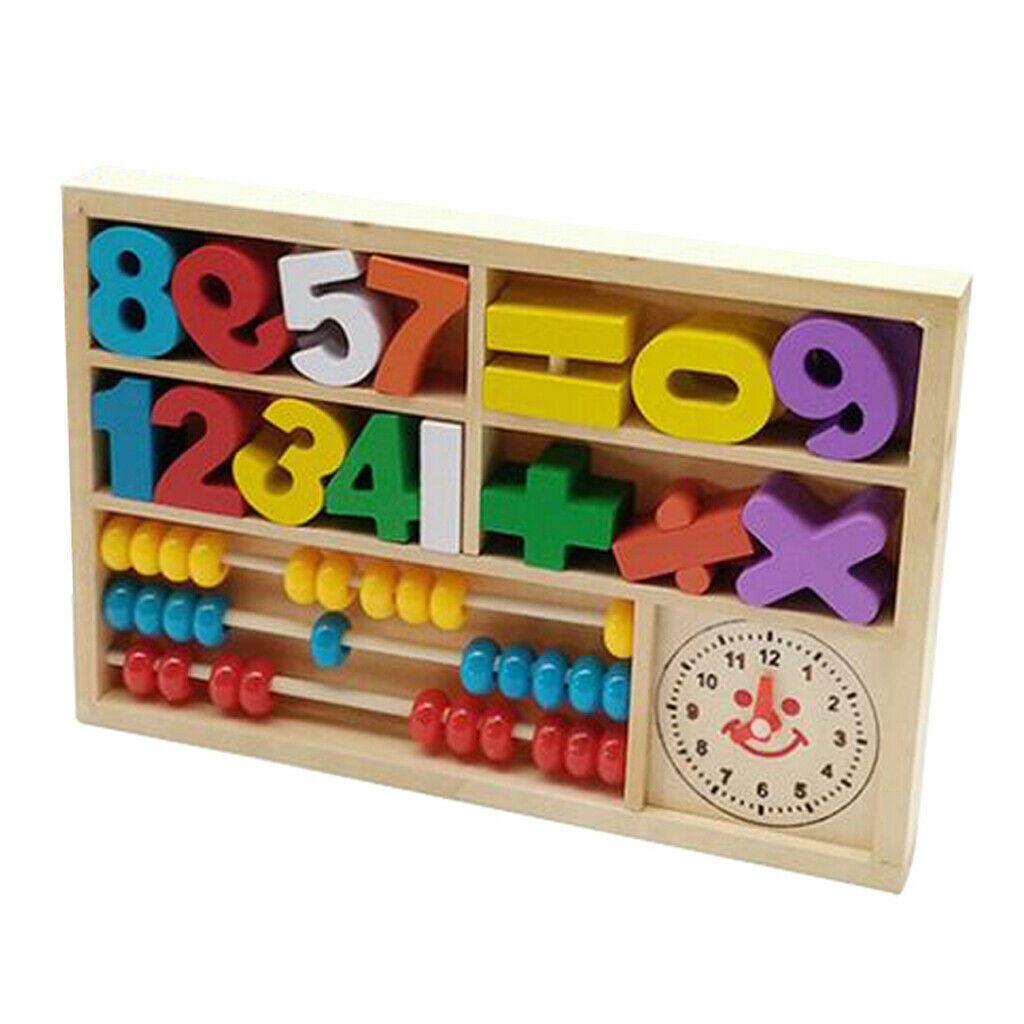Wood Blocks Puzzle Board Set Toddler Preschool Kids Toys for Number Counting,