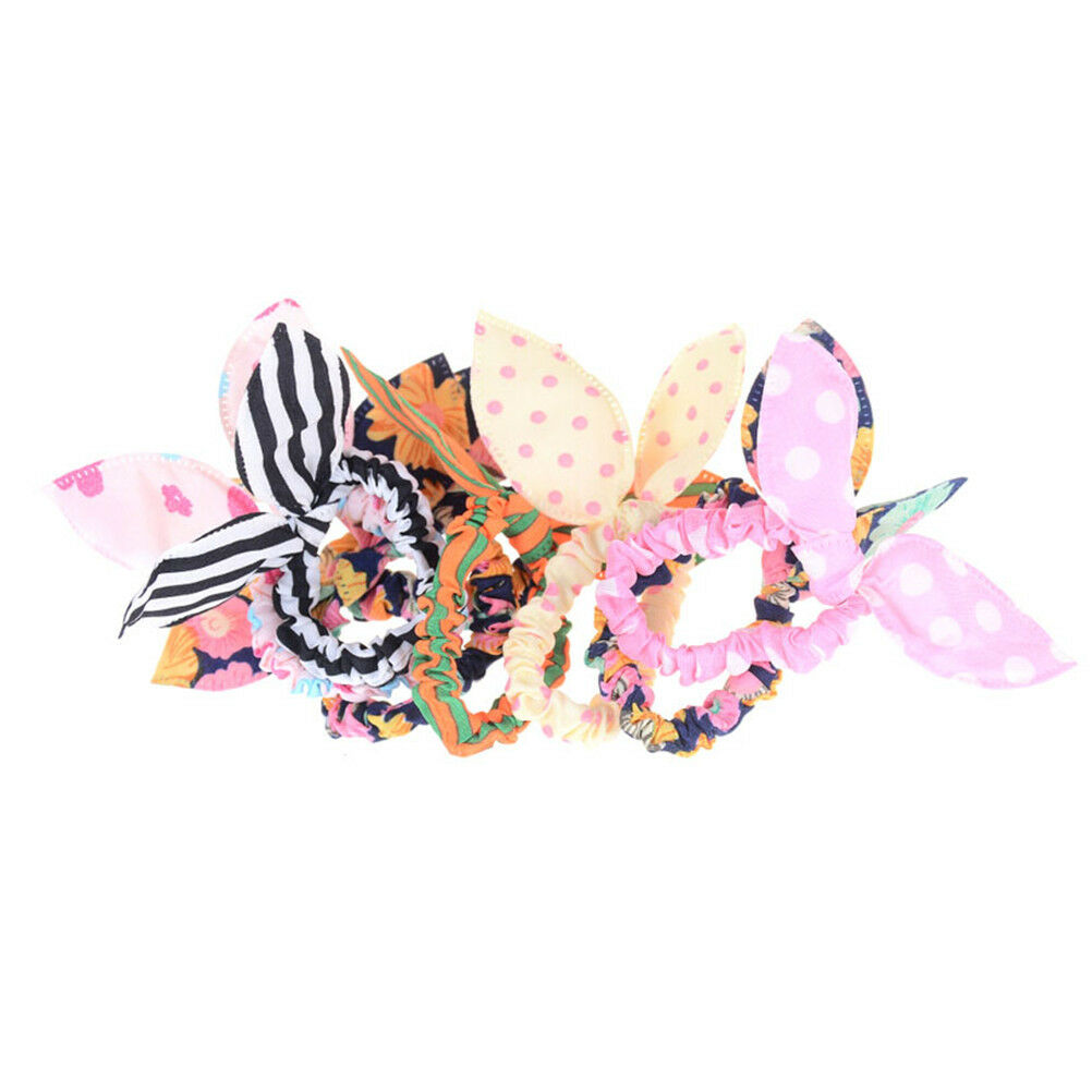 12PCS Girl Rabbit Ear Scrunchies Hair Band Rope Elastic Tie Ponytail Holde.l8