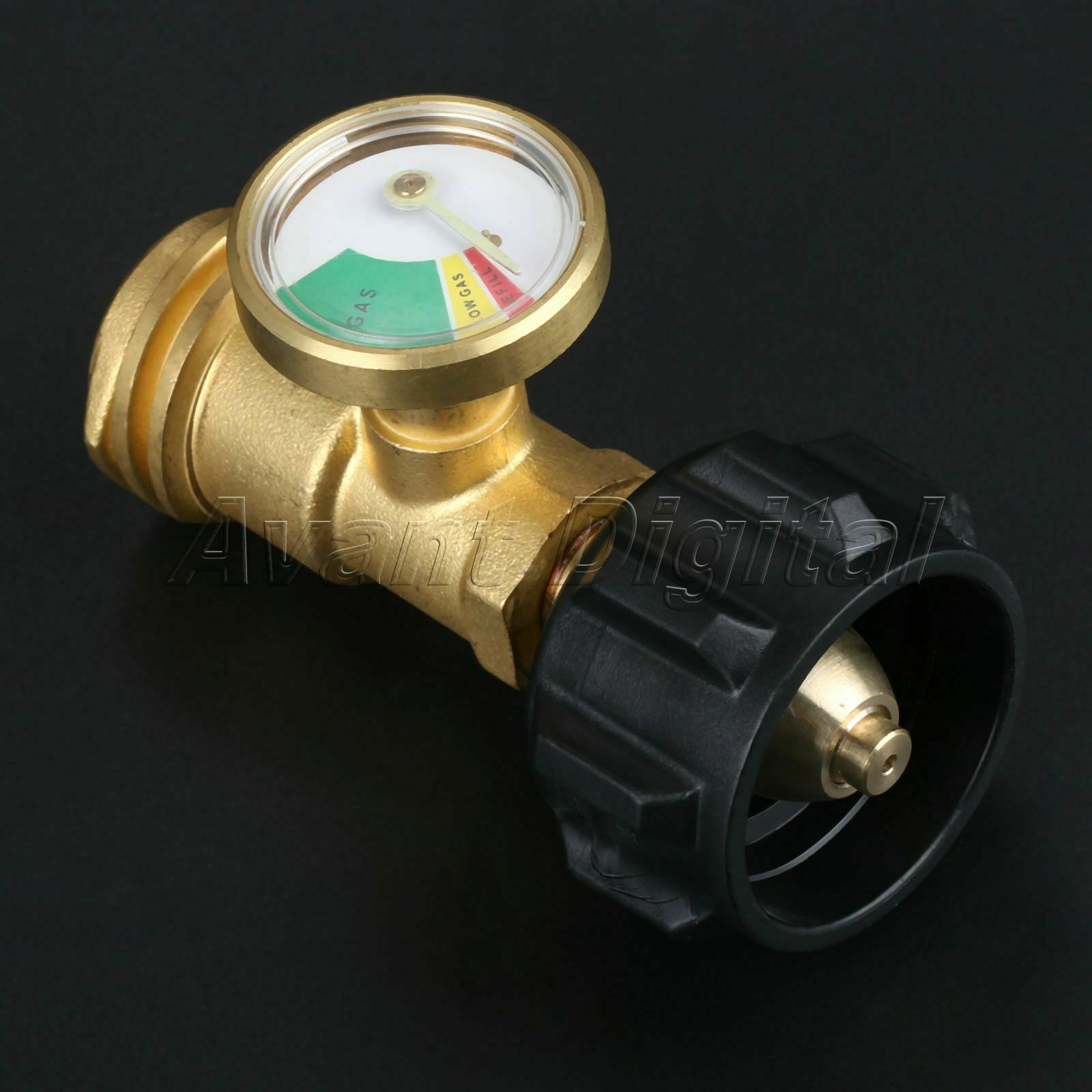 Outdoor Camping QCC1/POL Propane Gas Tank Valves Adapter w/ Pressure Meter Gauge