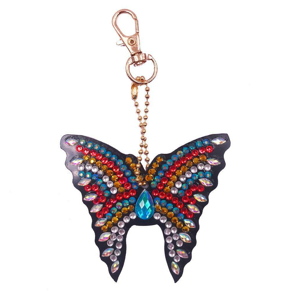 4pcs DIY Butterfly Full Drill Special Shaped Diamond Painting Keychain Gift @
