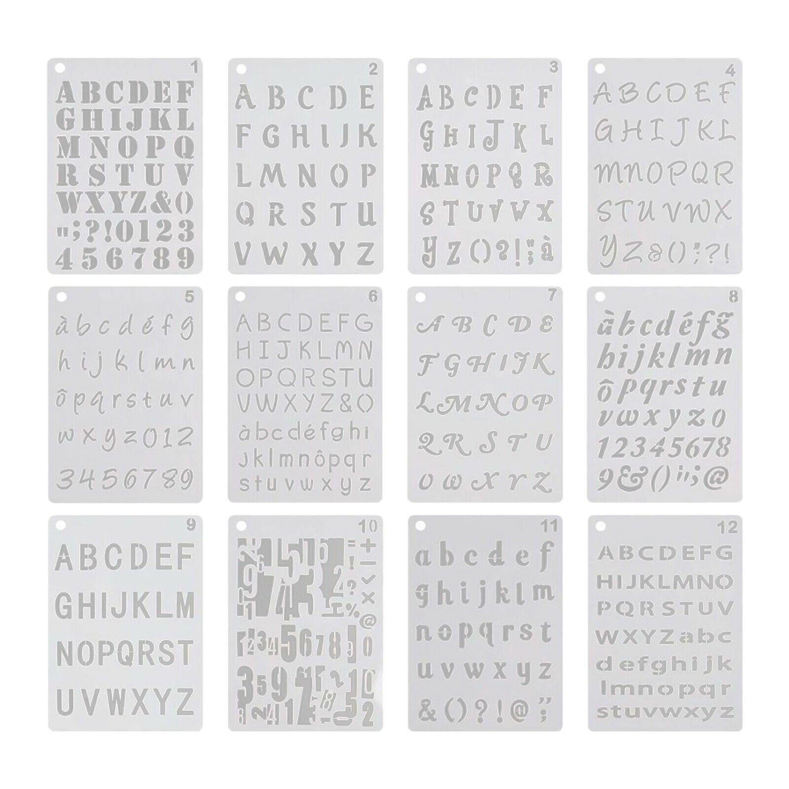 12pcss Letter And Number Stencils DIY Drawing Templates Journal Stencils White
