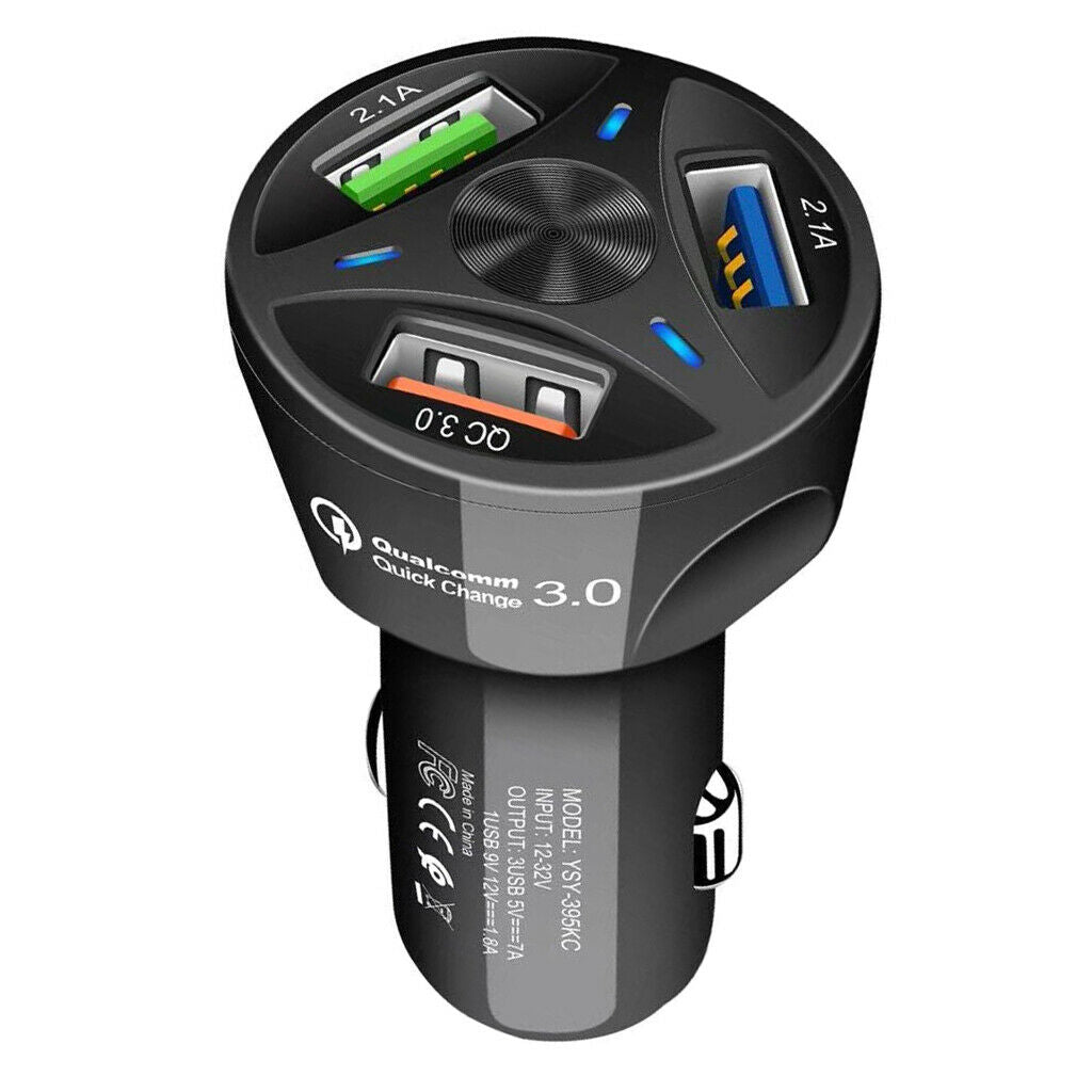 QC3.0 Fast Charging Car Mobile Phone Charger Adapter 3 Ports USB Socket