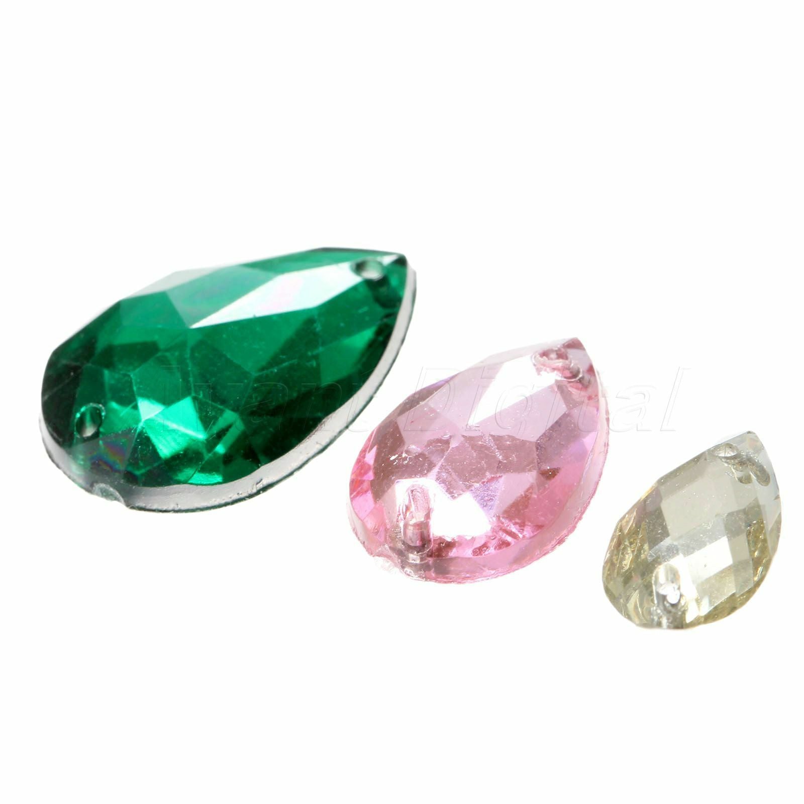100pcs Sew On Crystal 6-25mm Rhinestone Teardrop AB Glass Sewing Gem Flatback