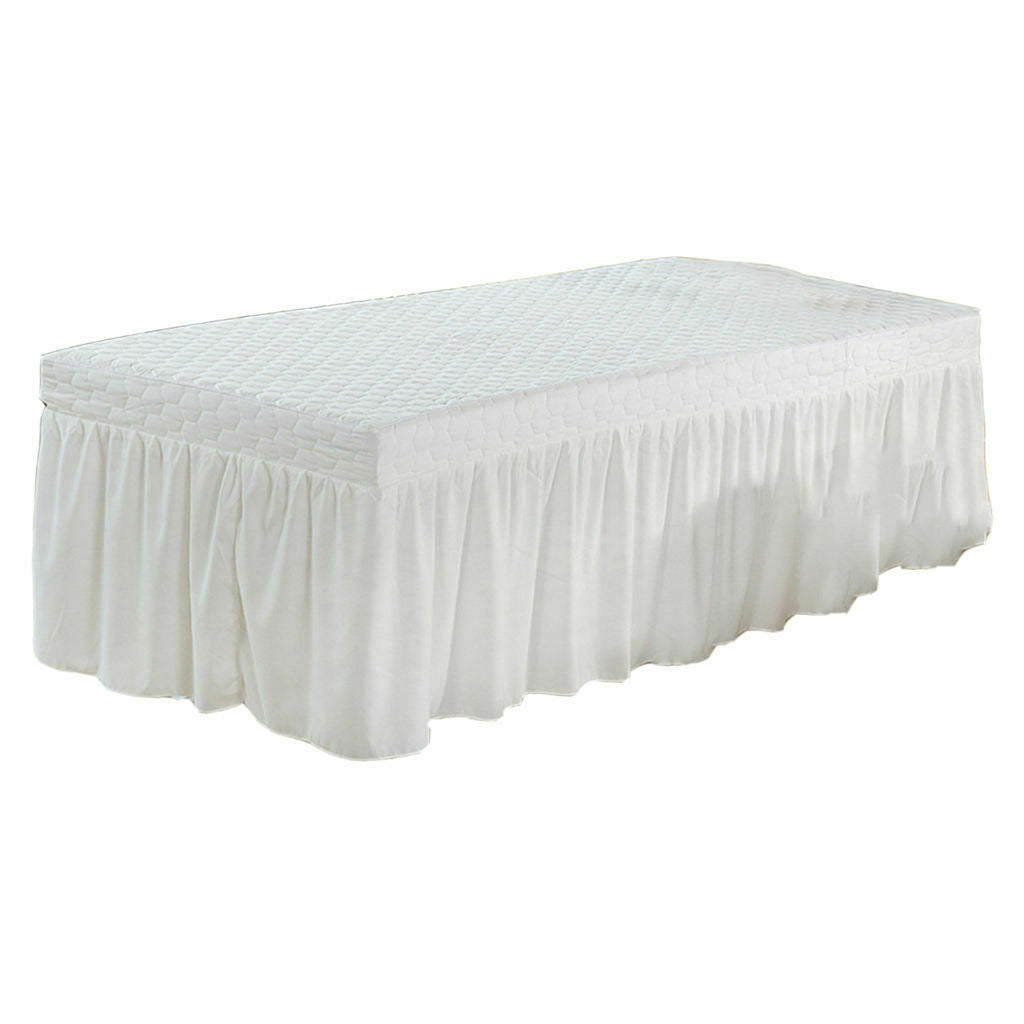 Massage Table Skirt Beauty Bed Cover Valance Sheet - White, as described