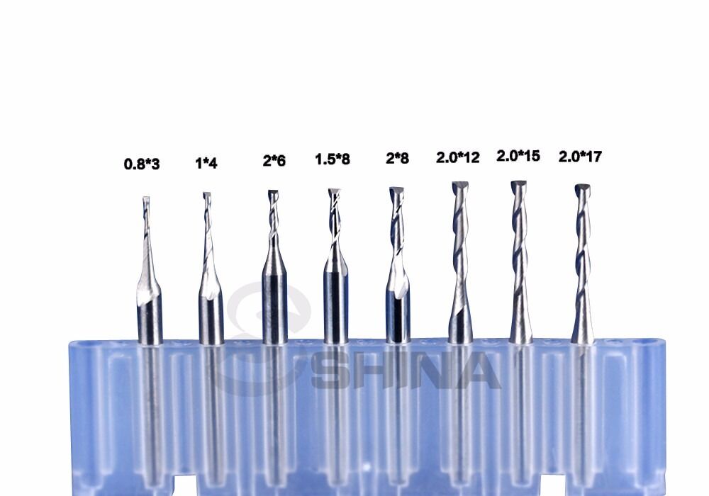 5x 1/8" 3.175 CNC Milling Cutter Two Flutes Tungsten Spiral Router Bits 2*22mm