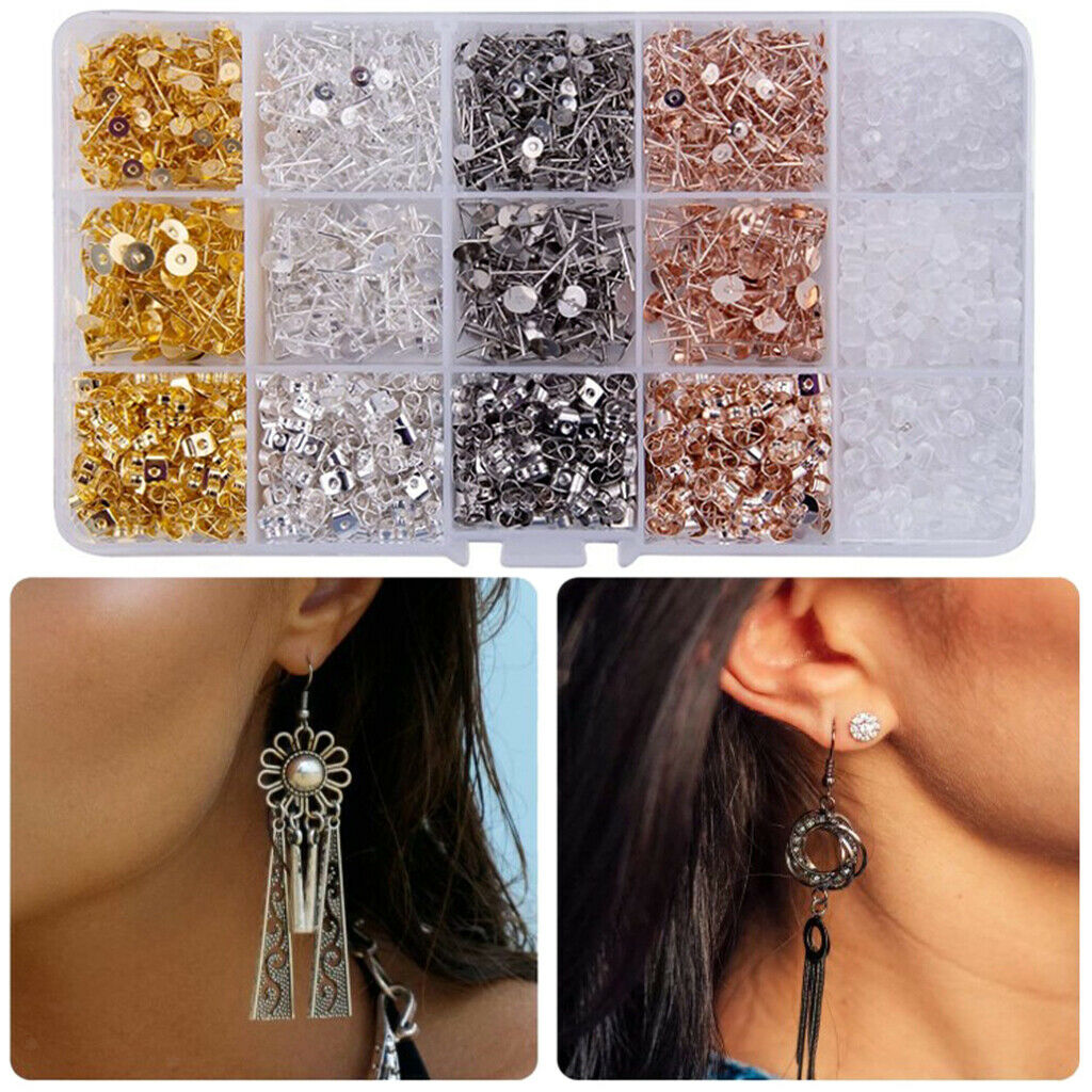 2600pcs Earring Stud Posts Earring Stoppers Earplugs DIY Jewelry Accessories