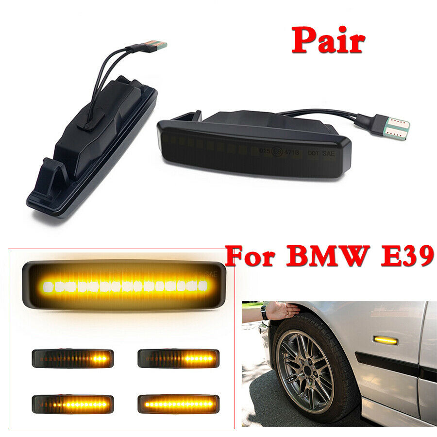 1 Pair Car Side Yellowing Flowing LED Marker Lamp Turn Signal Light For BMW E39