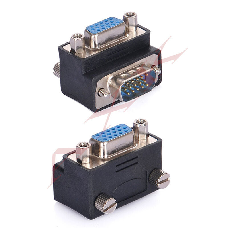 90 Degree Right Angle 15 Pin VGA SVGA Male to Female Converter Angle Adapter