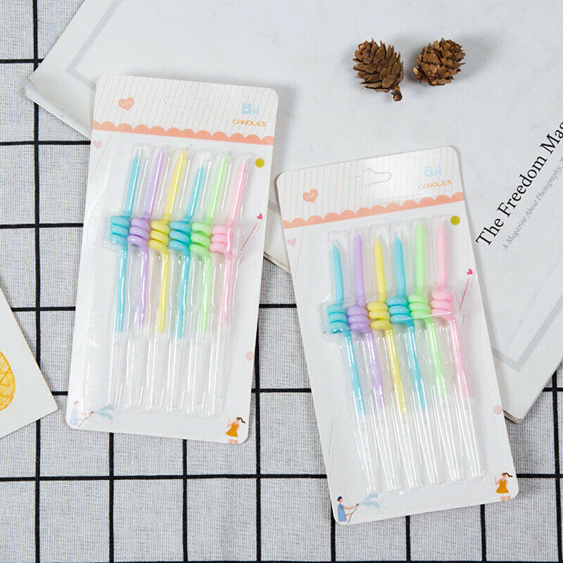 6*Birthday Cake Candles Curve Thread Rainbow Candle Kids Birthday Cake De.l8