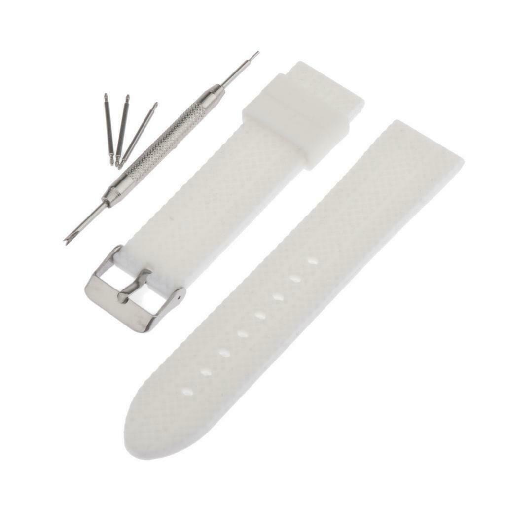 22mm Soft Silicone Watch Band Replacement Pin Buckle Accessories White
