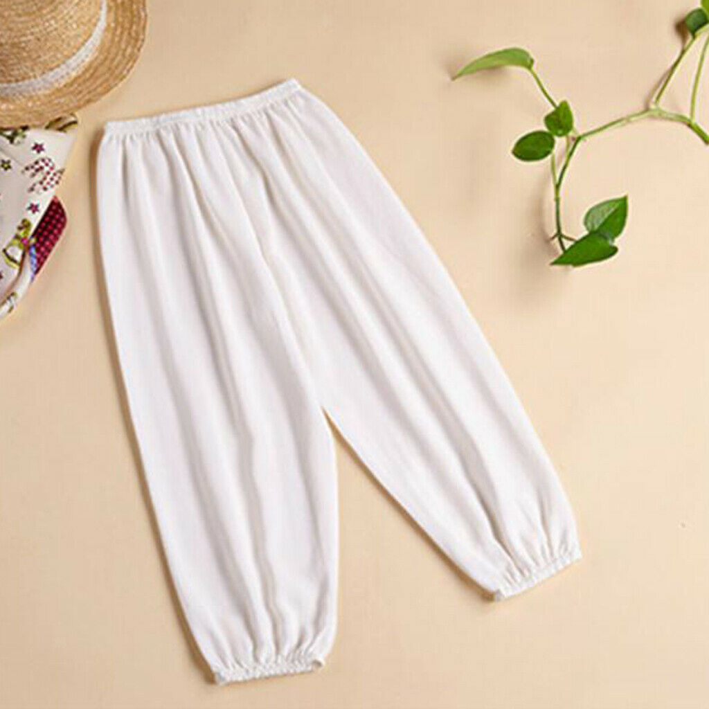 Kids Lightweight Breathable Leisure Pants Summer Silk Trousers - White