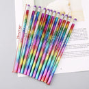 12Pcs Rainbow Pencil Wood Bright Color HB Drawing Painting Pencils Writing Pen