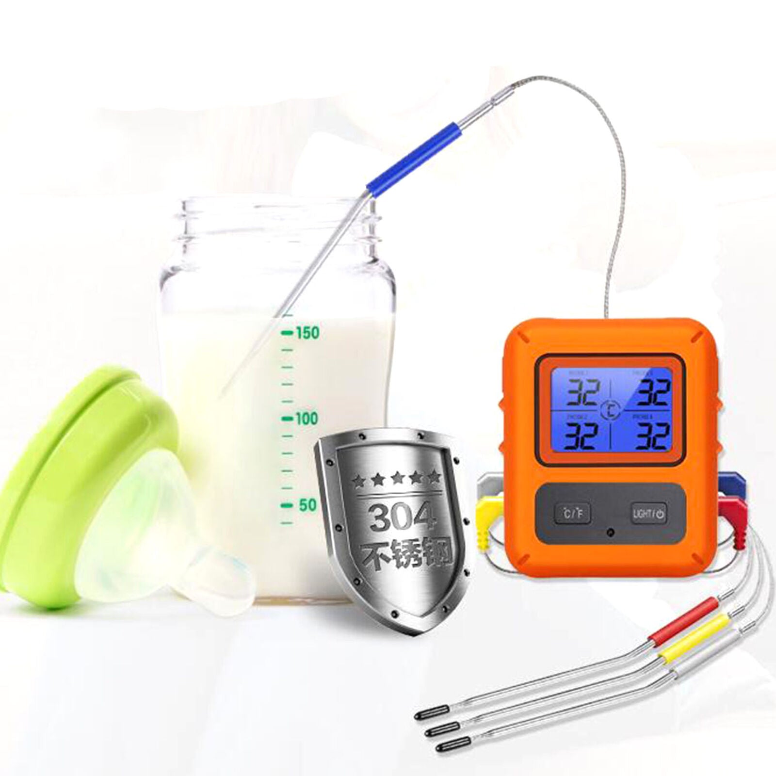 Remote Cooking Thermometer Digital BBQ Grill Oven Meat Wireless & Timer