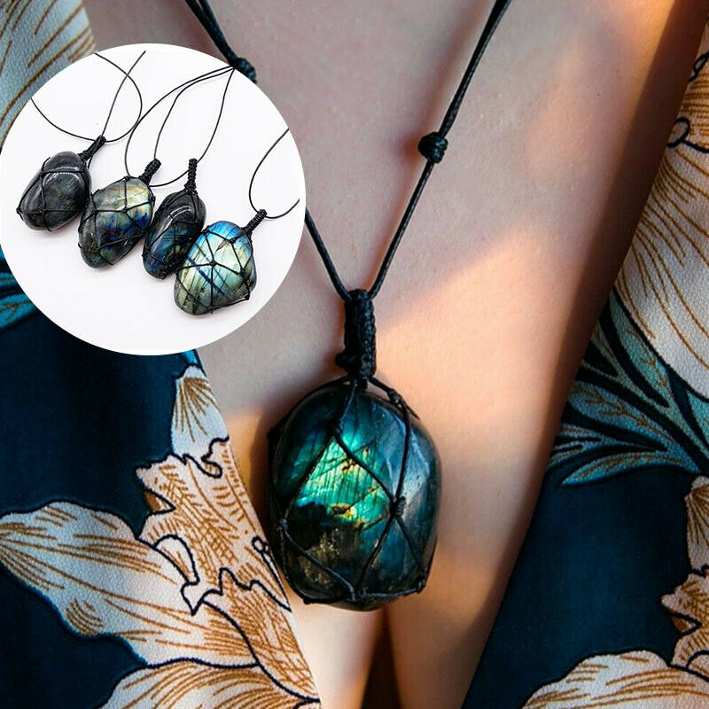 Dragon Heart Labradorite Necklace Natural Stone Women Pendant Stone Dragon Eye