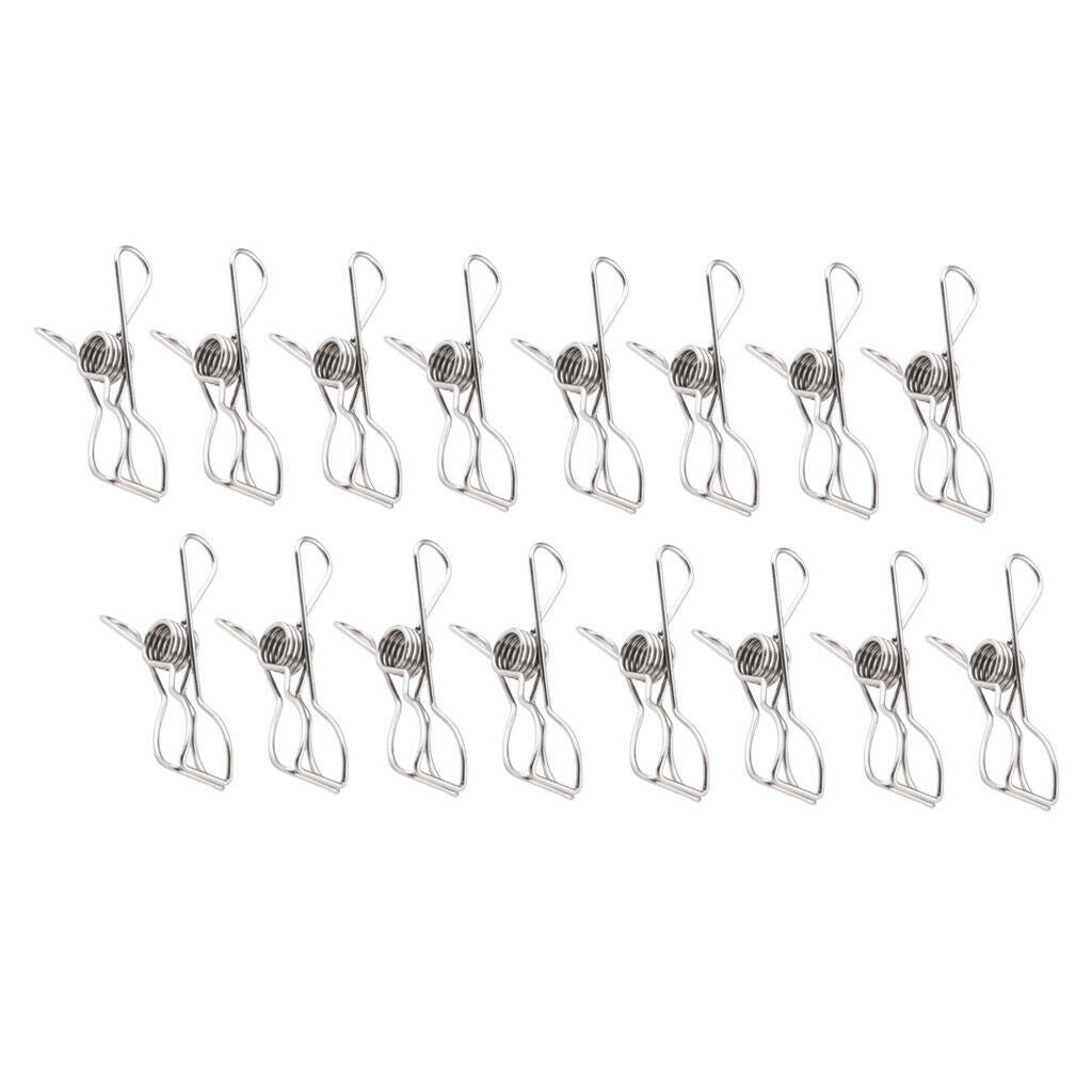 16 Pieces Multi-purpose Clothesline Utility Clips Steel Wire Clips 10cm