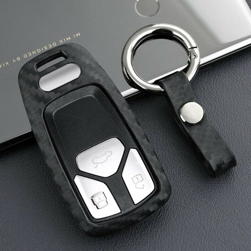 Carbon Fiber Shell Cover Remote Key ProtectorFob Case For Audi A4 B9 A5 Q5 Q7 TT