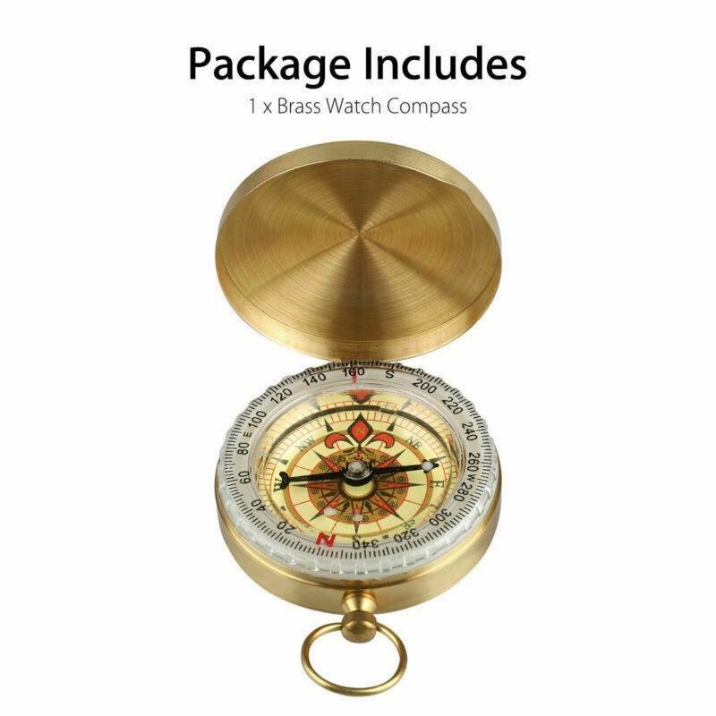 Outdoor Camping Compass Hiking Sports Navigation Pocket Watch Style Brass Tool
