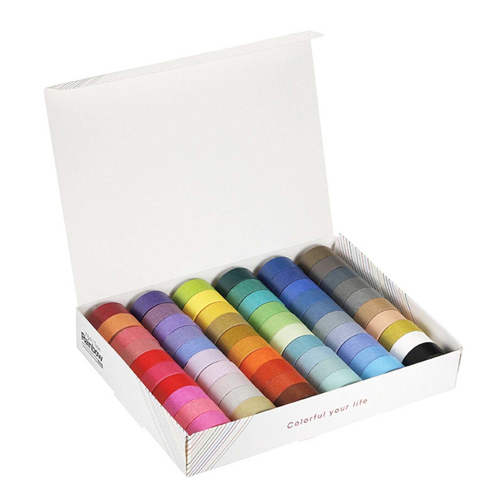60x Rainbow Washi Sticky Paper Masking Adhesive Decorative Tape Scrapbooking