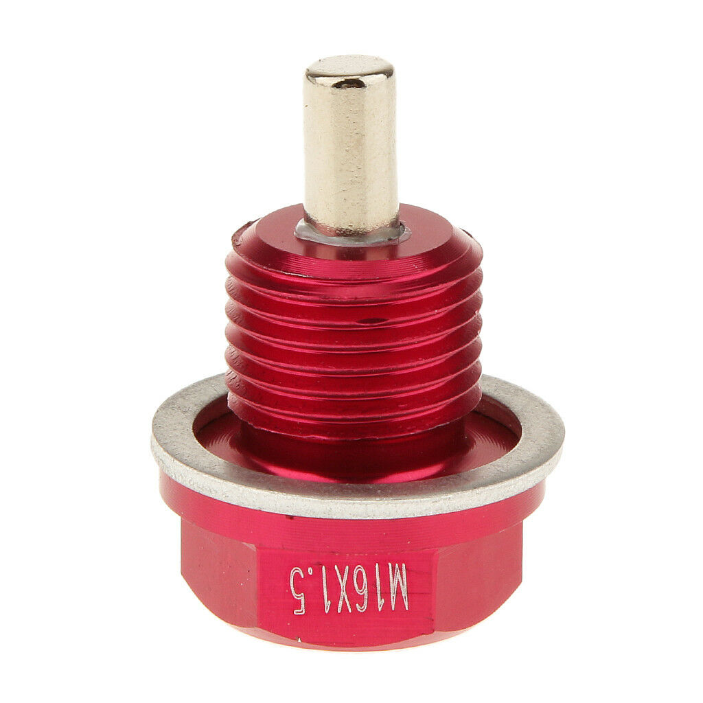 M16X1.5 Anodized Magnetic Engine Oil Pan Drain Bolt Plug fits  Red
