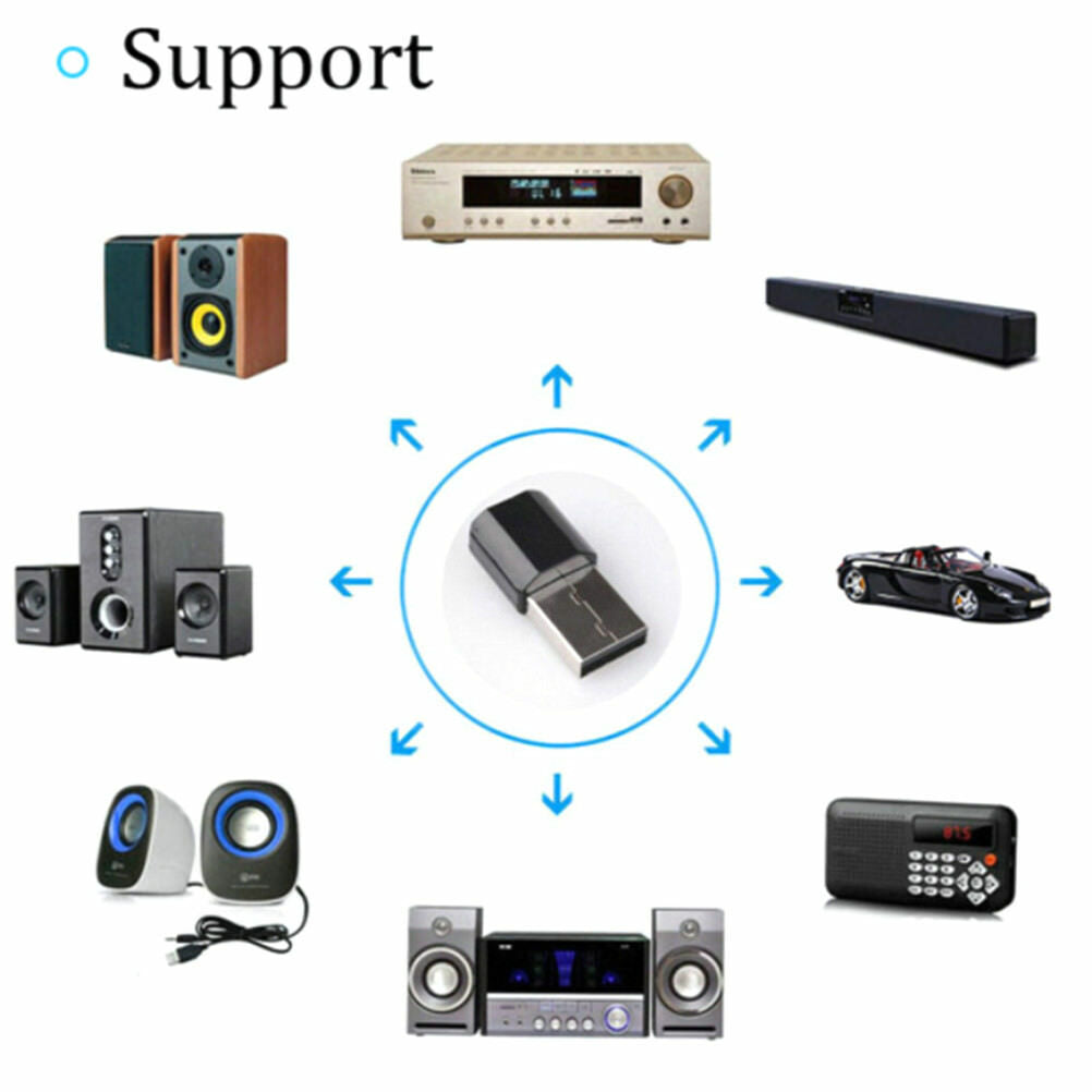 Bluetooth v3.0 USB Wireless 3.5mm AUX Audio Music Receiver Adapter Home *.l8