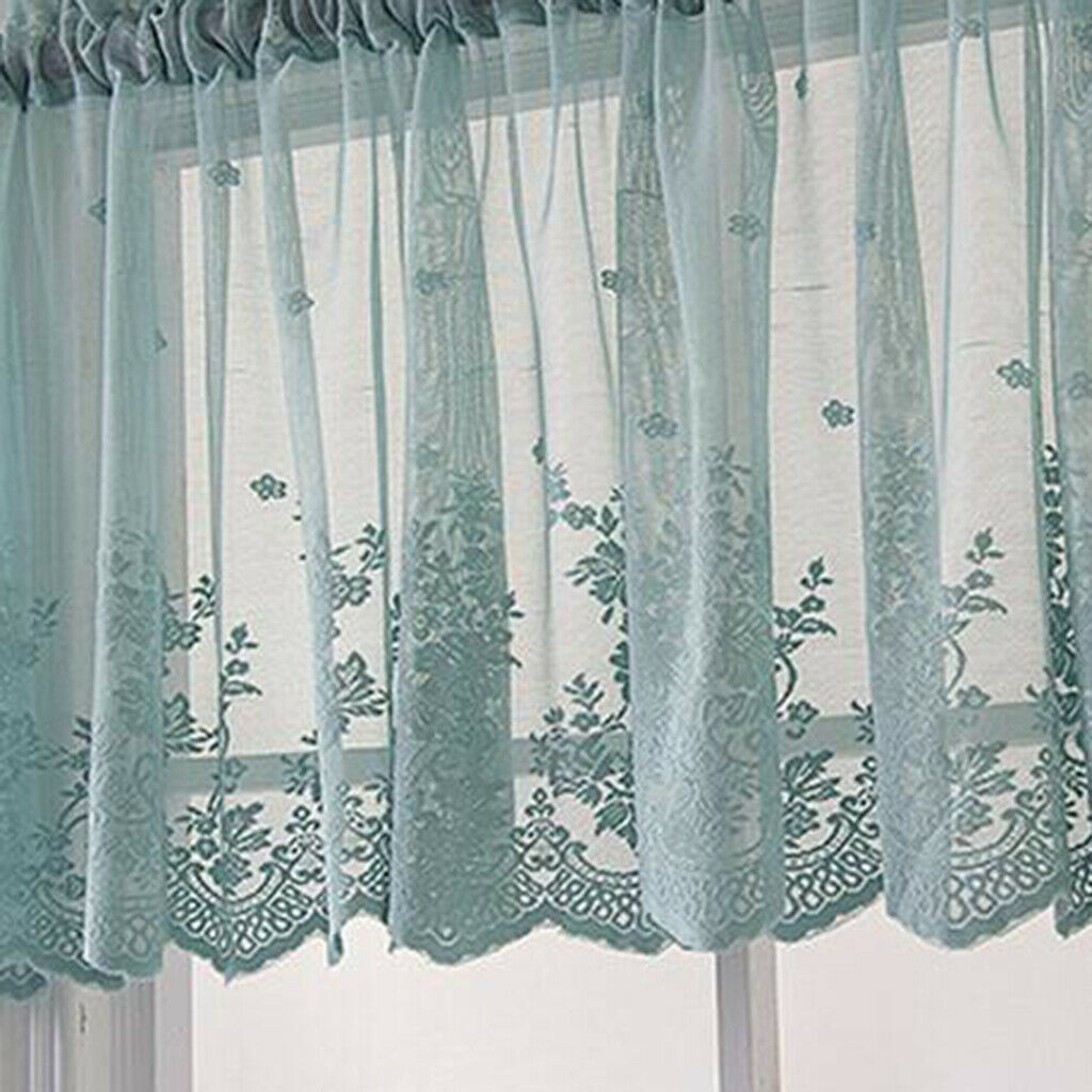 Pack 2 Embroidered Voiles Panel Kitchen Window Valances Decorative 54x24inch