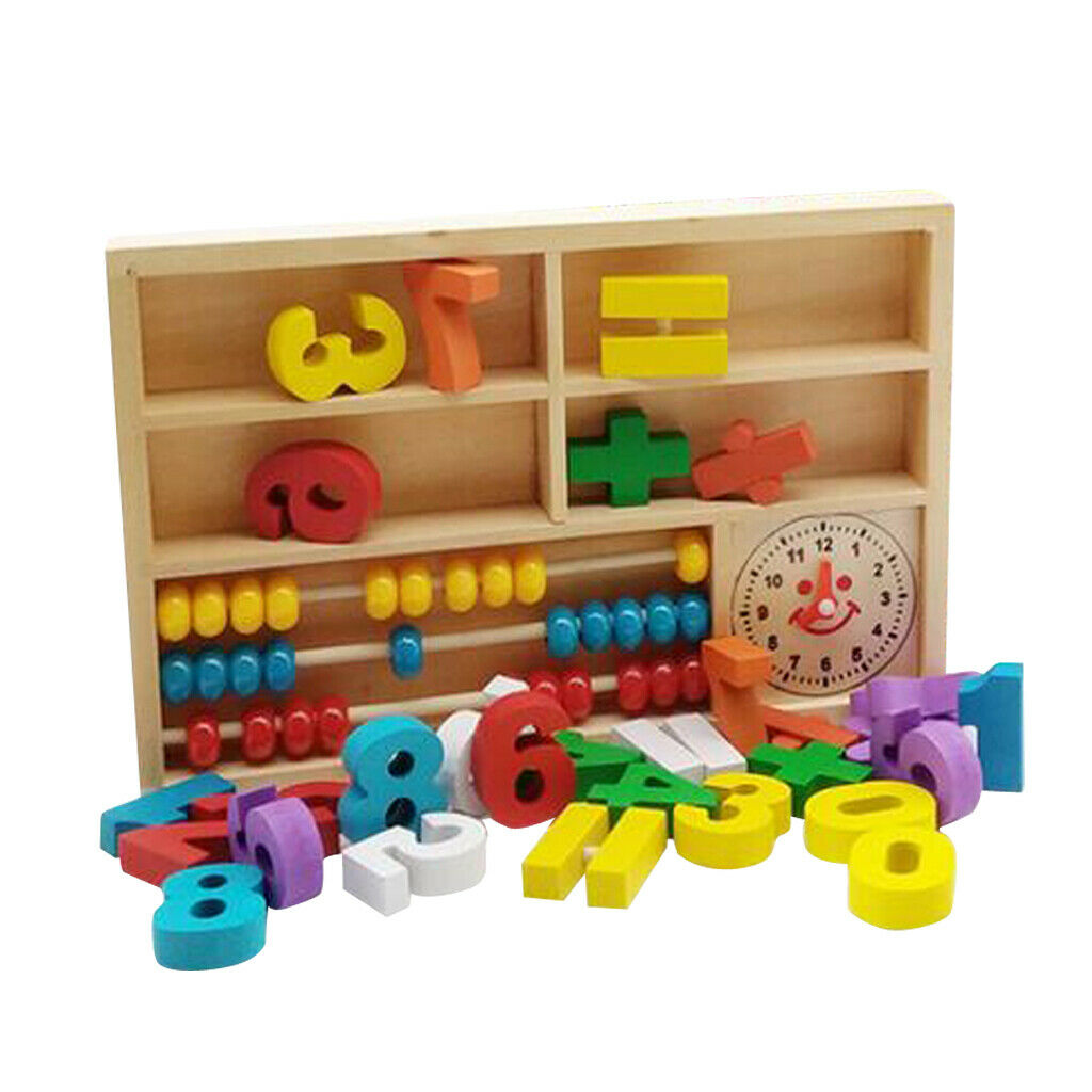 Wood Blocks Puzzle Board Set Toddler Preschool Kids Toys for Number Counting,