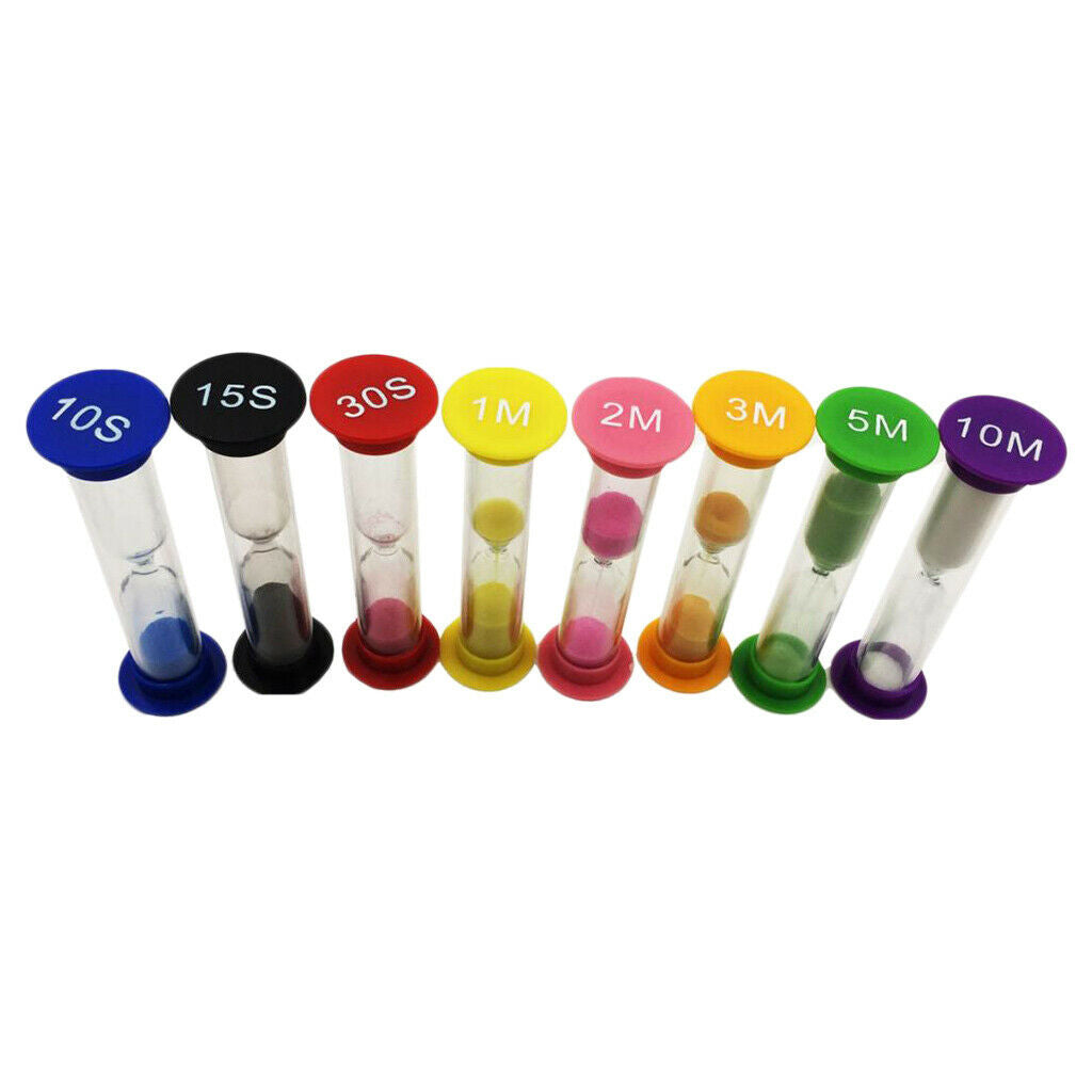 8 Pack Sand Glass Clock Tea Timer 10/ 15/ 30 Seconds & 1/ 2/ 3/ 5/ 10 Minutes