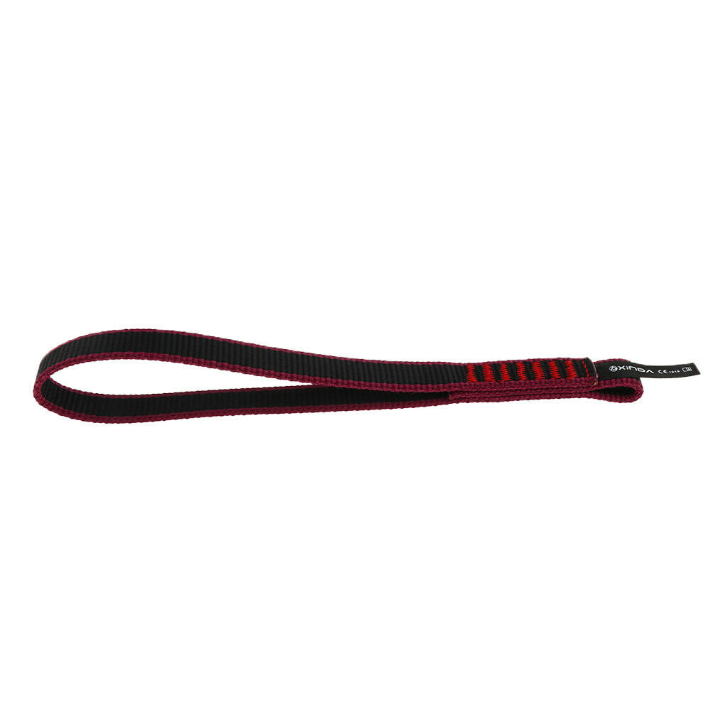 2X 22KN Rock Climbing Quick Draw Sling Mountaineering Webbing Strap 25cm Red