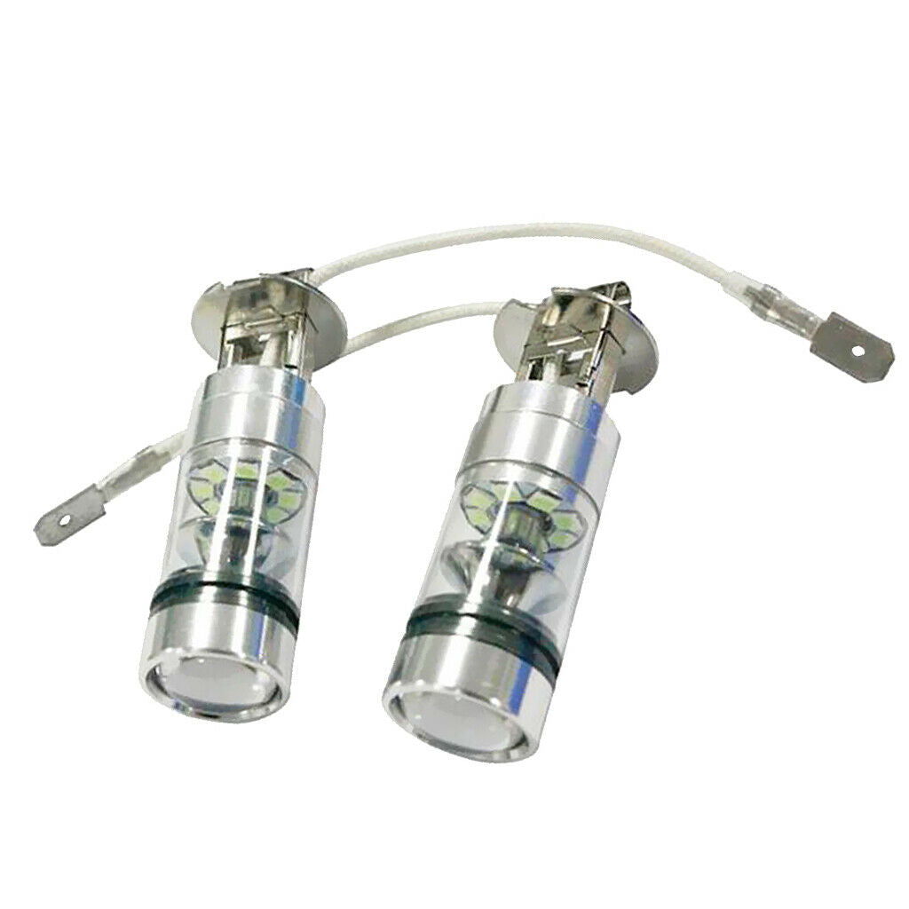 1 Pair H3 100W LED 8000K ICE BLUE 2323 Projector Fog Driving Light Lamp