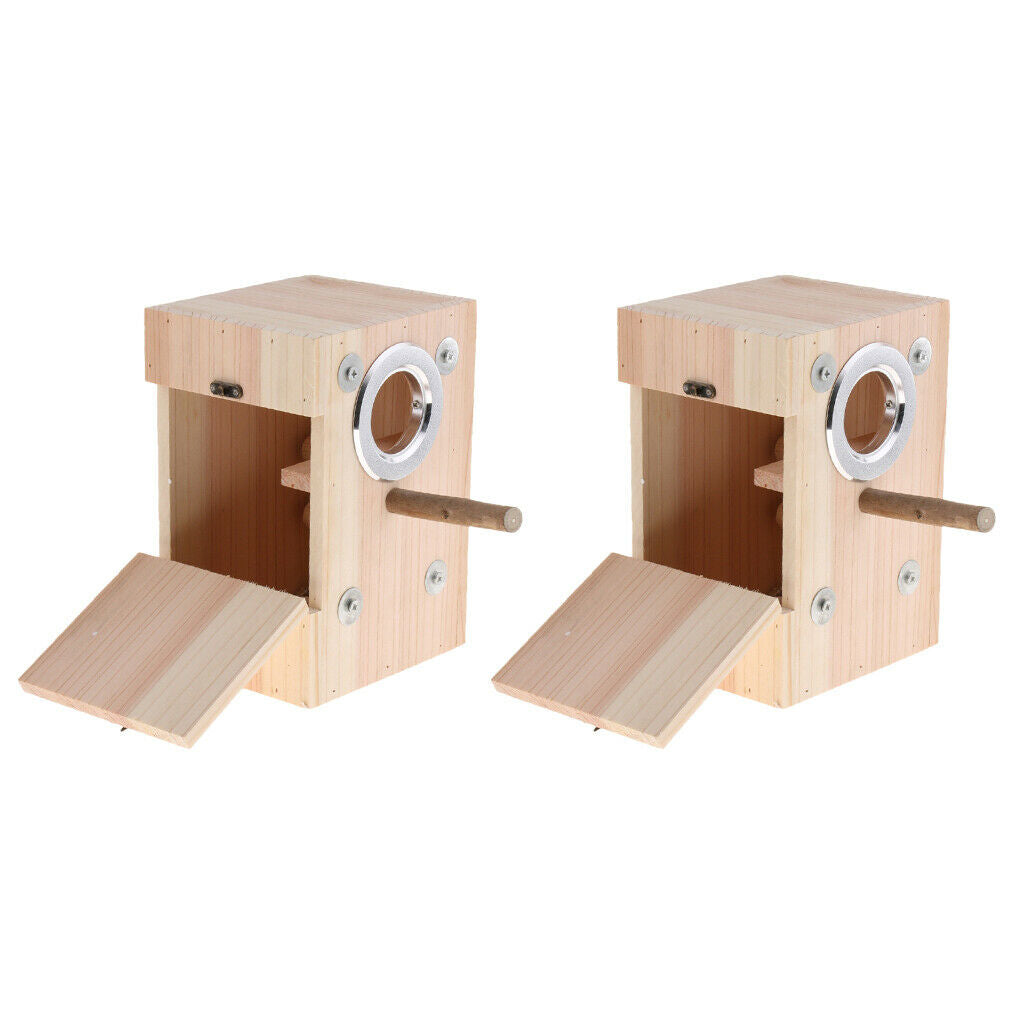 2x Birdhouse, Wooden Bird House, Parrot Breeding Nest Nesting Box Small Animal