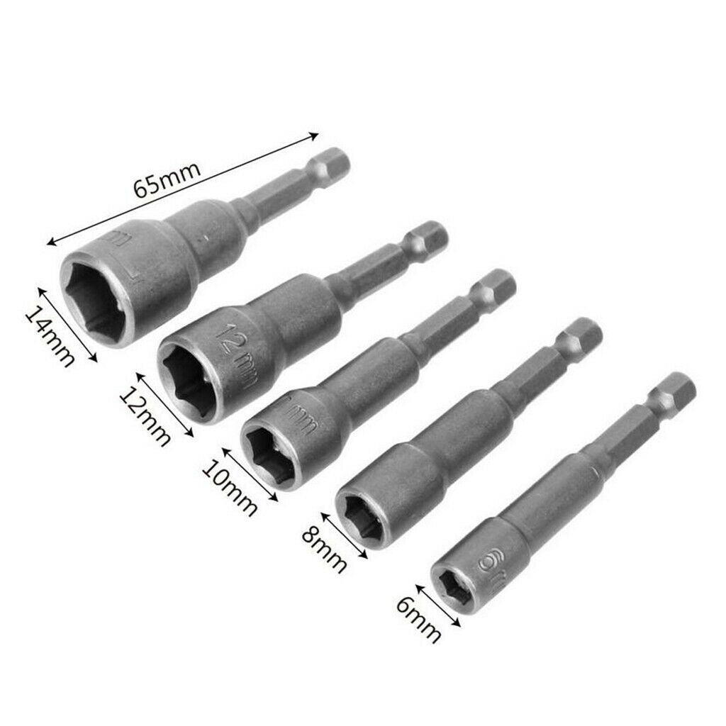 Drill Bits Hex Socket Sets Electric Nut Driver Household Tools 8-19mm 6pcs
