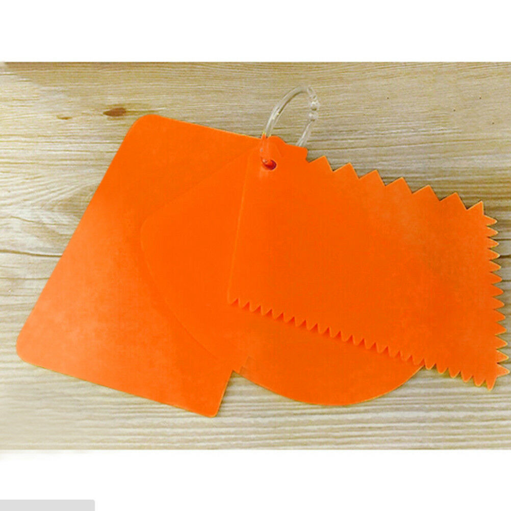 3x Plastic Dough Icing Fondant Scraper Plain Smooth Jagged Edge Cake Decor.l8