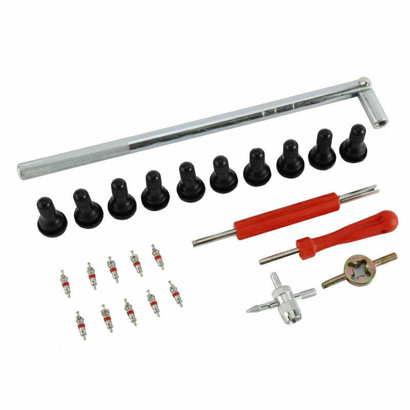 25 PCS Tire Valve Stem Puller Tools Set Car Tire Plug Core Remover TR412 Stems