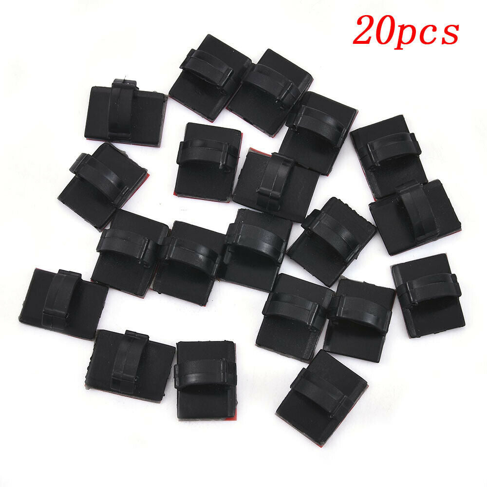 20Pcs Sticky Car Cable Tidy Organizer Clips Clamp Holder Desk Wire Tie Fixer AU