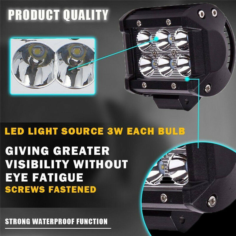 18W LED Work Light 4WD Offroad Spot Fog ATV SUV UTE Driving Lamp For J SEAUBD