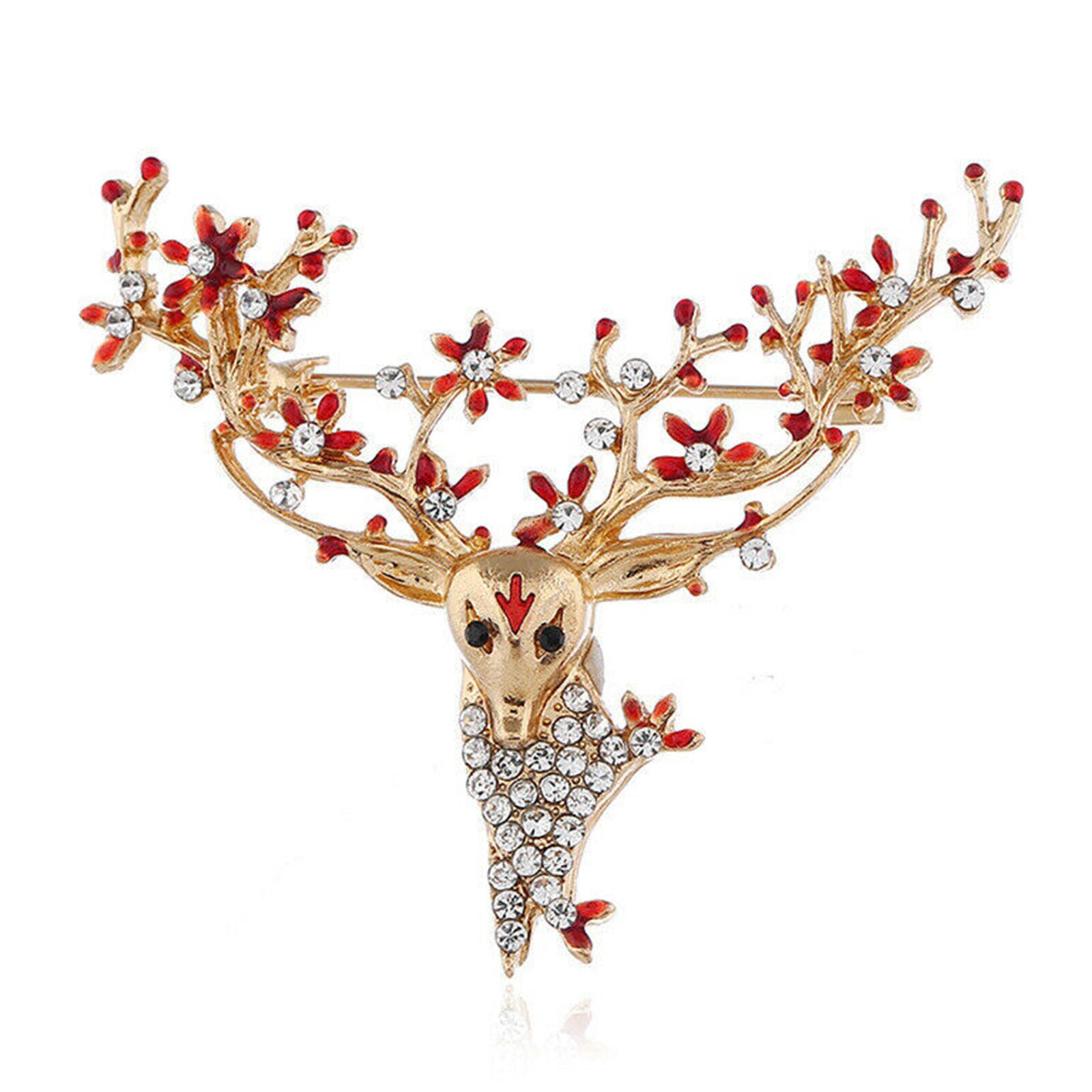 Full Rhinestone Women Elk Deer Brooch Alloy Crystal Jewelry Party Christmas