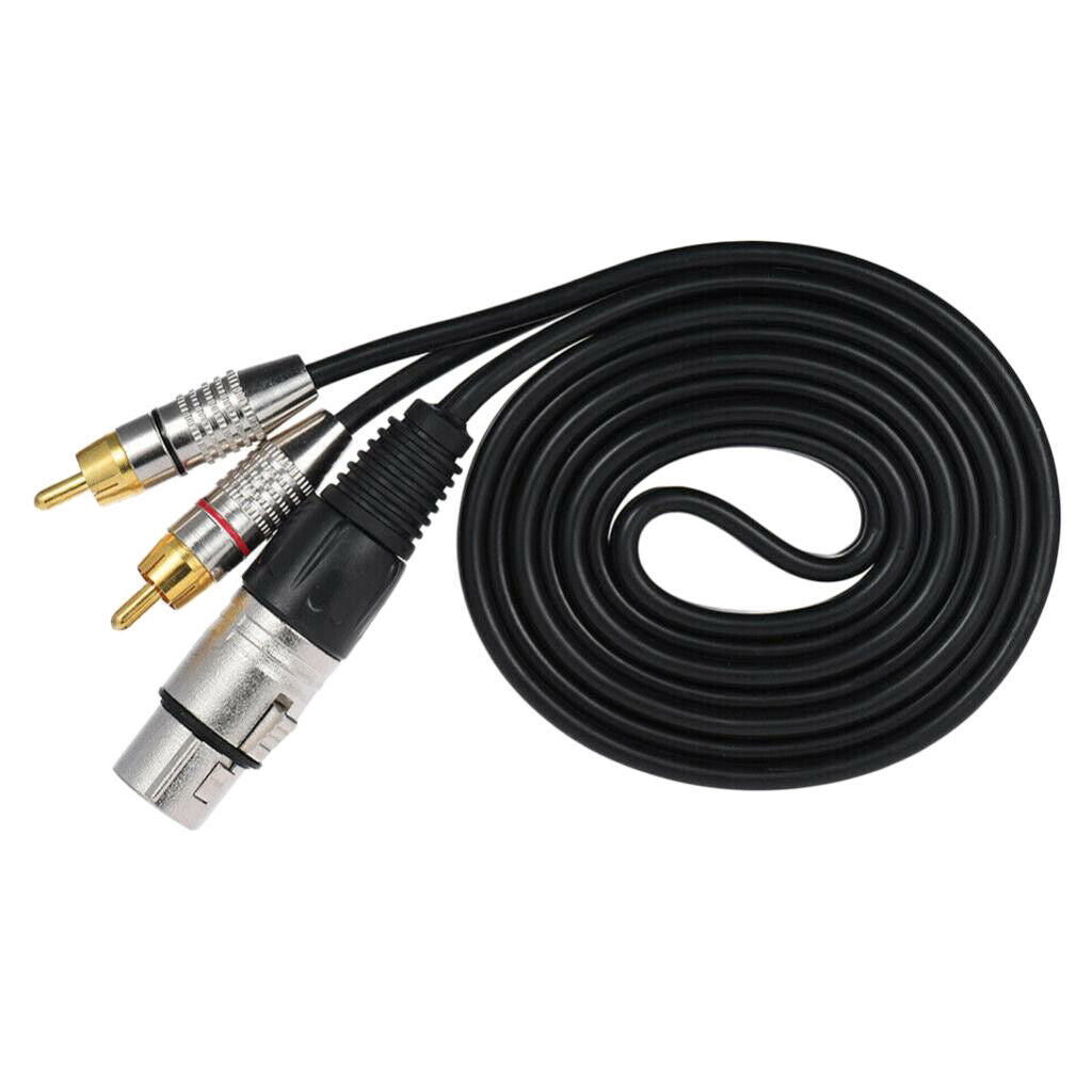 Double RCA Male to XLR Female Jack Speaker Cable Connector Adapter Cord 1M