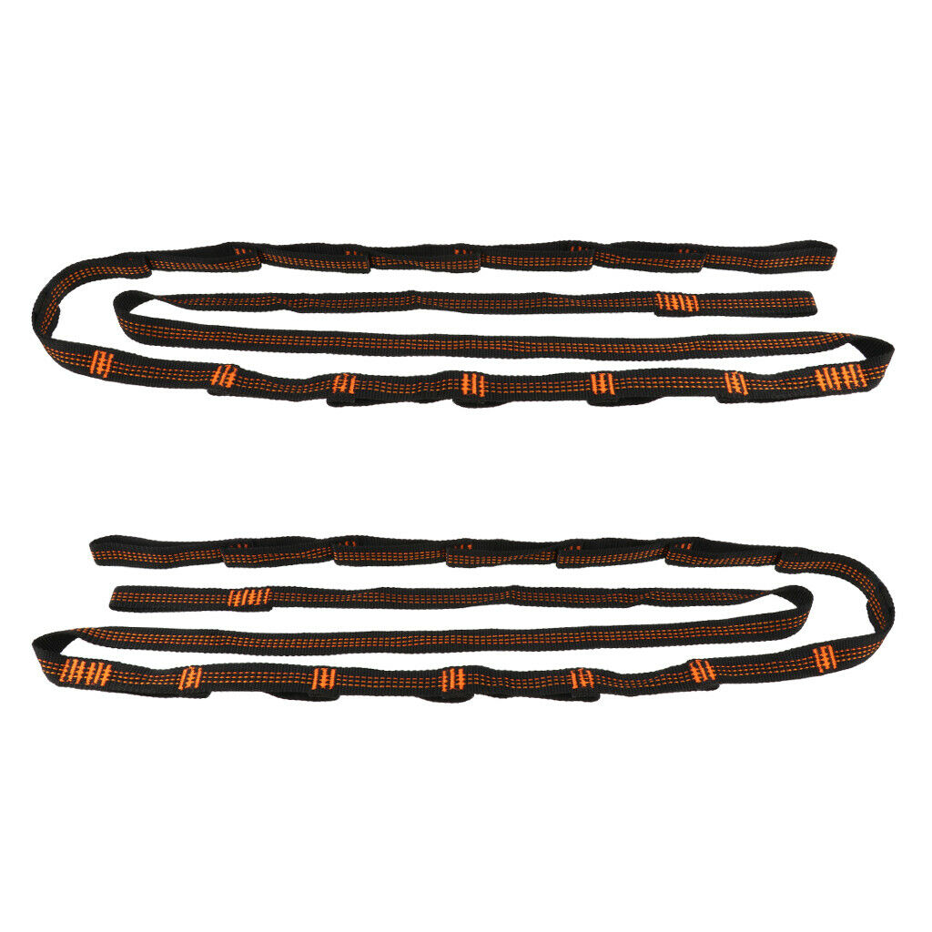 2pcs Adjustable Tree Hanging Hammock Nylon Strap Rope 280cm Camping Orange