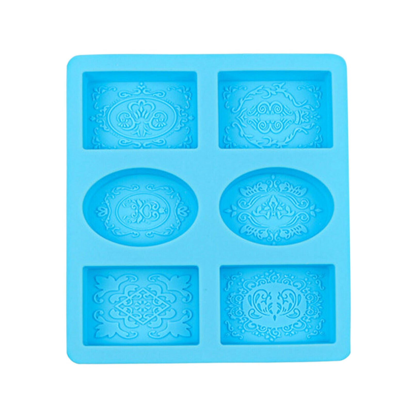 6 Cavity Oval Square Silicone Soap Bar Mould Muffin Cups Cake Baking Mold