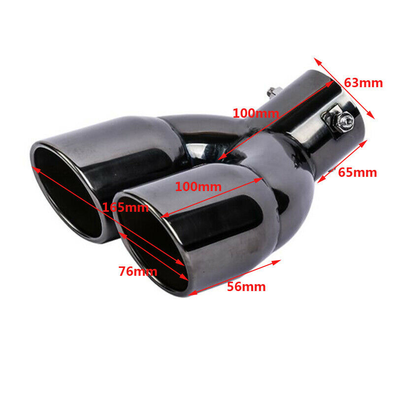 1PC 63mm inlet Car Exhaust Pipe Dual outlet Tail Muffler End Tip Stainless Steel