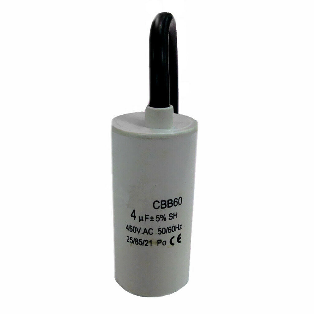 450V 4uf Motor Drive Capacitor Capacitance CBB60 for Washing Machine White