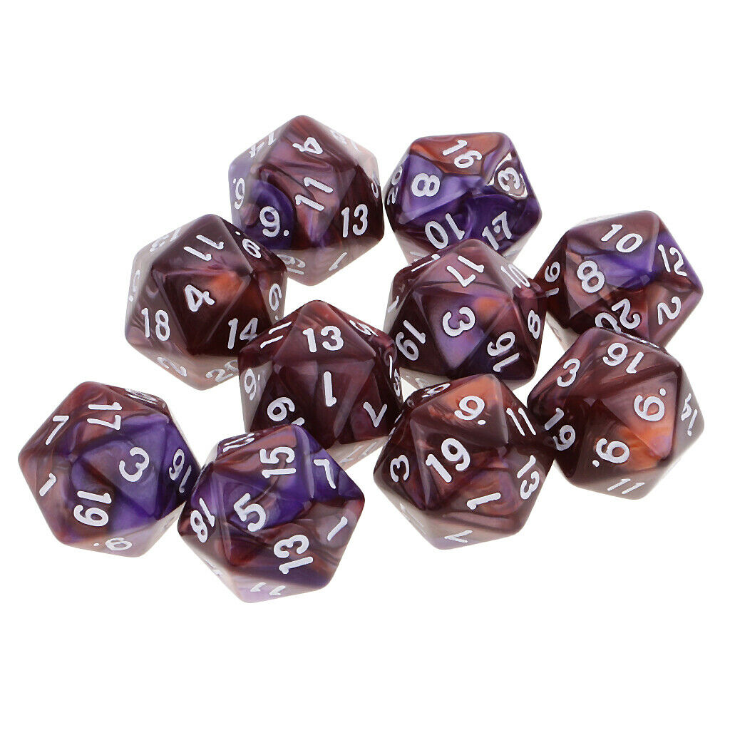 2X Set of D20 Polyhedral Dice for Roleplaying Game Party Supplies Purple Coffee