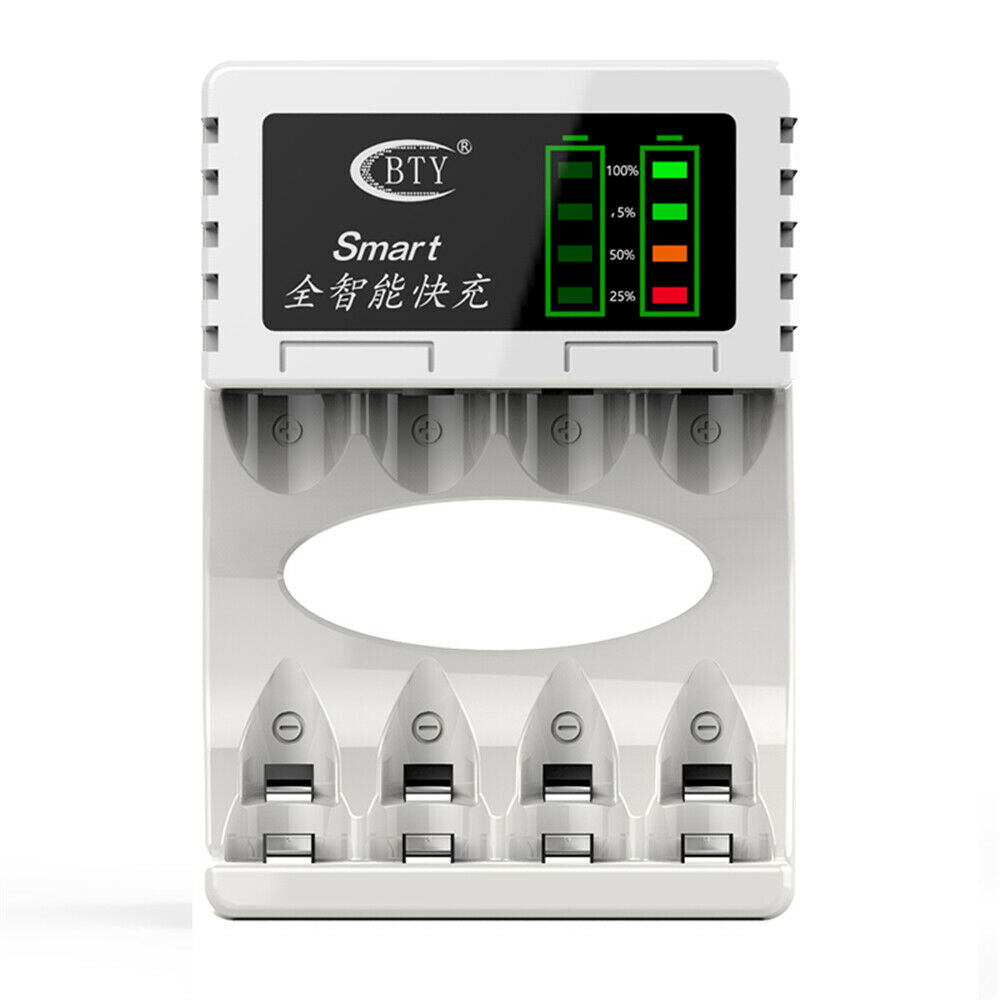Rechargeable Battery LCD AA AAA 4Slots Charger For NIMH NICD Batteries