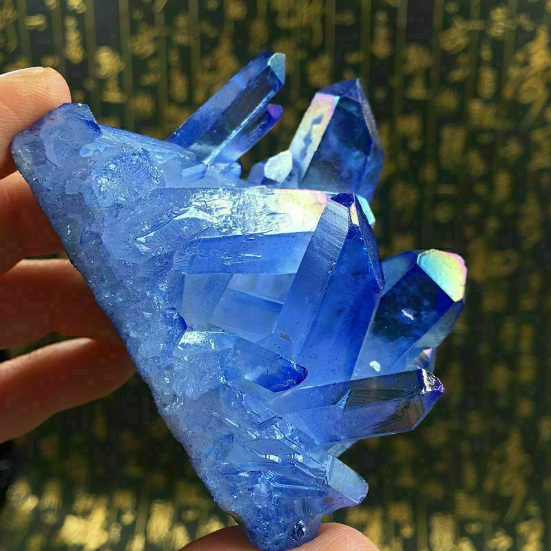 100% Natural Blue Crystal Quartz Cluster Stone Mineral Healing Specimen Decor US