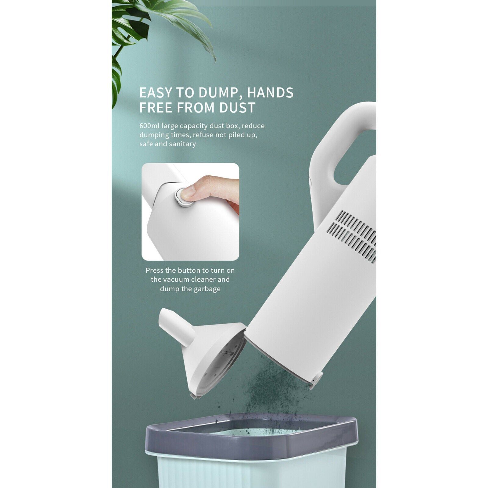 Lightweight White Cordless Vacuum Cleaner Car Duster Machine for Home Office