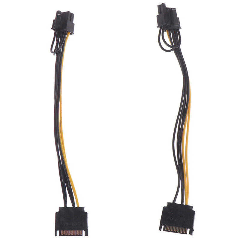 2pcs 15pin SATA Cable Male to 8pin(6+2) PCI-E Power Cable 20cm for Graphi.l8